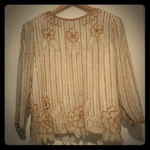 MARK & JOHN Pure Silk Beaded Top